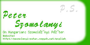 peter szomolanyi business card